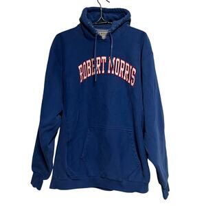 Robert Morris Hoodie Sweatshirt Vintage Y2K Mens Size XXL Blue Reverse Weave